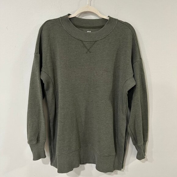 Aerie The Sweat Everyday Crew Neck Oversized Green Sweatshirt Women's Size XS - Picture 2 of 4